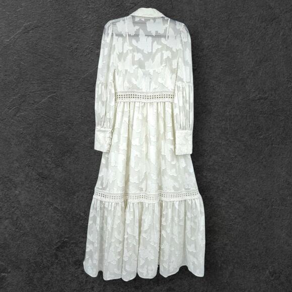 Asos Design Cream Burnout Lace Maxi Dress 2 Cottagecore Prairie Boho Coachella - Picture 9 of 15